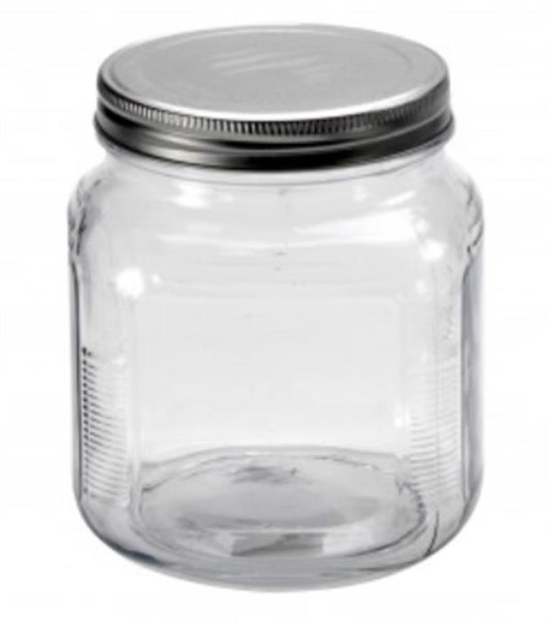 32 oz Glass Jar, Round, Flint, 100-400