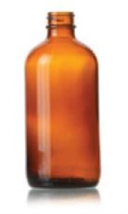 8 oz Glass Boston Round, Round, Amber, 28-400