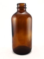 8 oz Glass Boston Round, Round, Amber, 24-400 GPI finish Sloped Shoulder