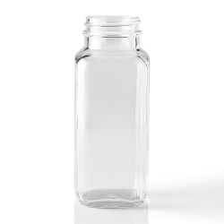 8 oz Glass Jar, Square, Flint, 43-400 