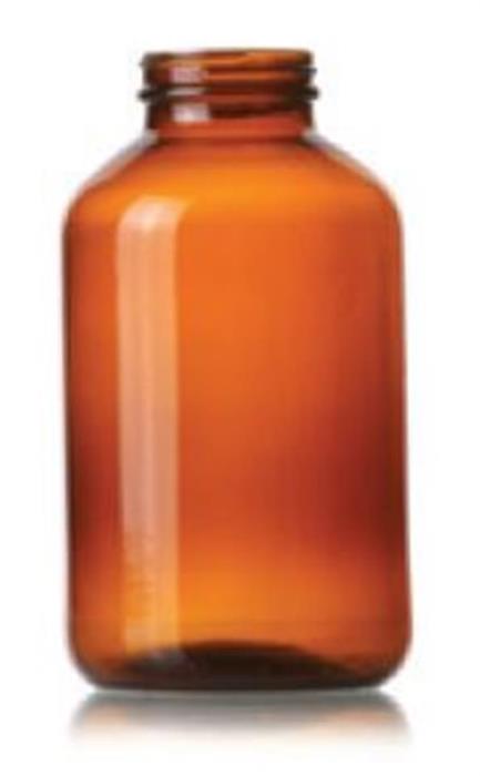 950 cc Glass Jar, Round, Amber, 53-400 Straight Sided