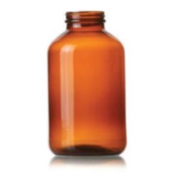 950 cc Glass Jar, Round, Amber, 53-400 Straight Sided