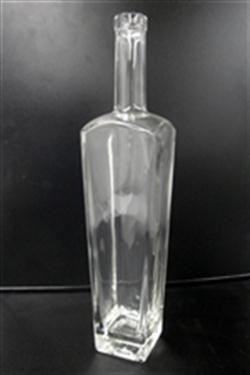 750 ml Glass Long Neck, Square, Flint, 21.5Bar Top finish Heavy Weight