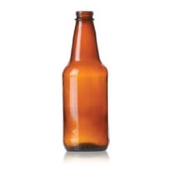 12 oz Glass Long Neck, Round, Amber, 26Twist Crown finish 