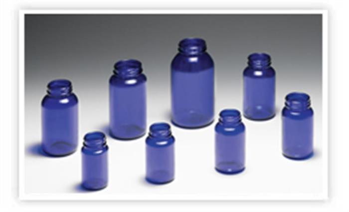250 cc Glass Packer, Round, Cobalt Blue, 45-400 