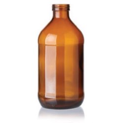 11 oz Glass Cylinder, Round, Amber, 26Crown finish Label Indent 