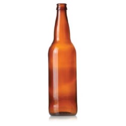 22 oz Glass Long Neck, Round, Amber, 26Crown finish 