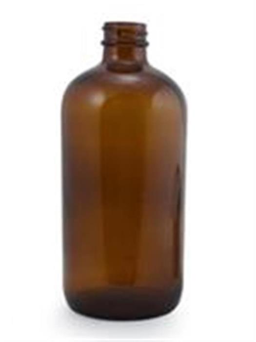 16 oz Glass Boston Round, Round, Amber, 28-400 Cap Attached