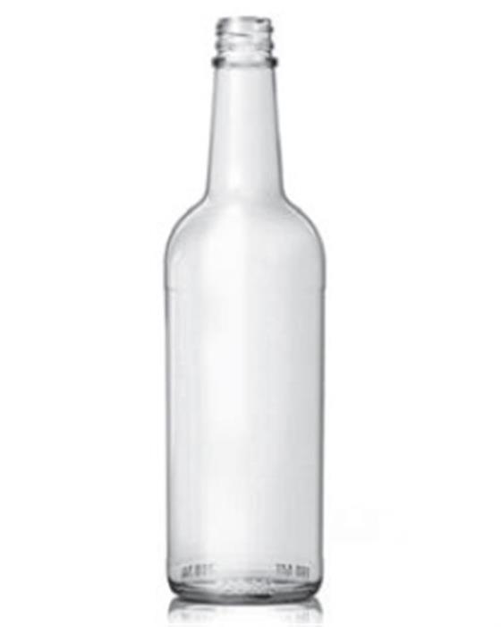 750 ml Glass Long Neck, Round, Flint, 28-350 