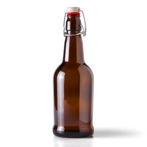 16 oz Glass Long Neck, Round, Amber, 