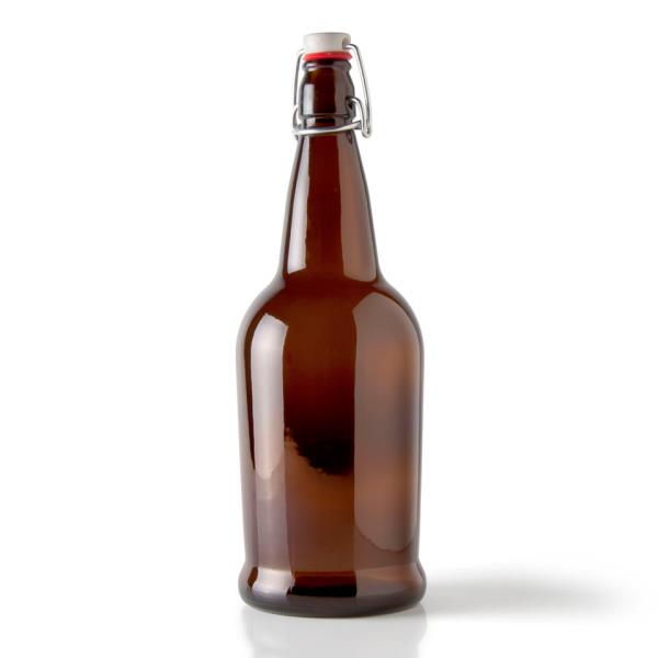 32 oz Glass Long Neck, Round, Amber,