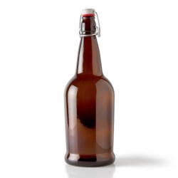 32 oz Glass Long Neck, Round, Amber, 