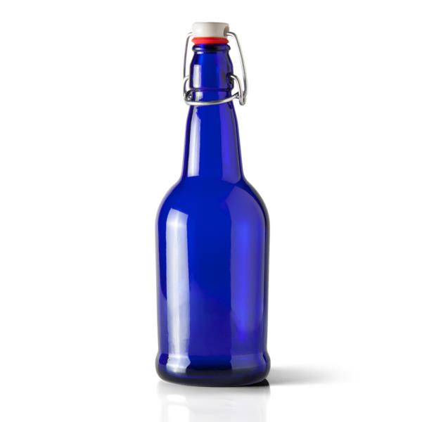 16 oz Glass Long Neck, Round, Cobalt Blue, 