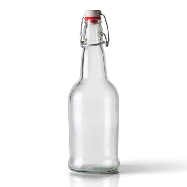 16 oz Glass Long Neck, Round, Clear, 