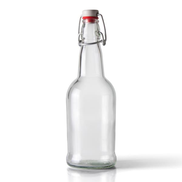 16 oz Glass Long Neck, Round, Clear,