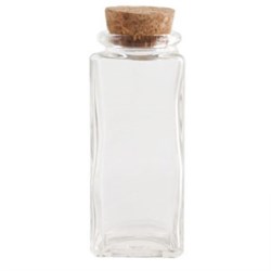 3.4 oz Glass Jar, Square, Flint, 27mm CORK finish 