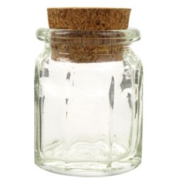 1.2 oz Glass Jar, Octagon, Flint, 27mm CORK finish 