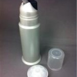 128 ml P/P Cylinder, Round, Airless HVD Pump, Natural Head & Overcap included, Unlined Seals, Blue