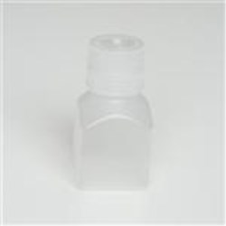 125 ml HDPE Straight Sided, Square, 38-430, Graduated W/ Cap Attached ,