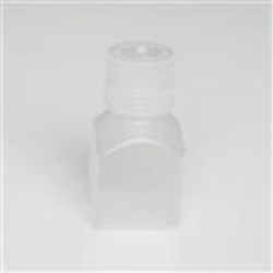 125 ml P/P Straight Sided, Square, 38-430, Graduated W/Cap Attached ,