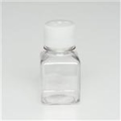 125 ml PET Straight Sided, Square, 38-430, Sterile W/Cap Attached ,