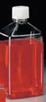 1000 ml PET Straight Sided, Square, 38-430, Sterile W/Cap Attached ,