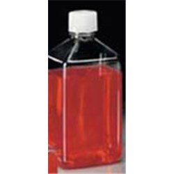 1000 ml PET Straight Sided, Square, 38-430, Sterile W/Cap Attached ,