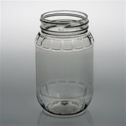 9 oz PET Jar, Round, 53-400, Ribbed/Fluted ,