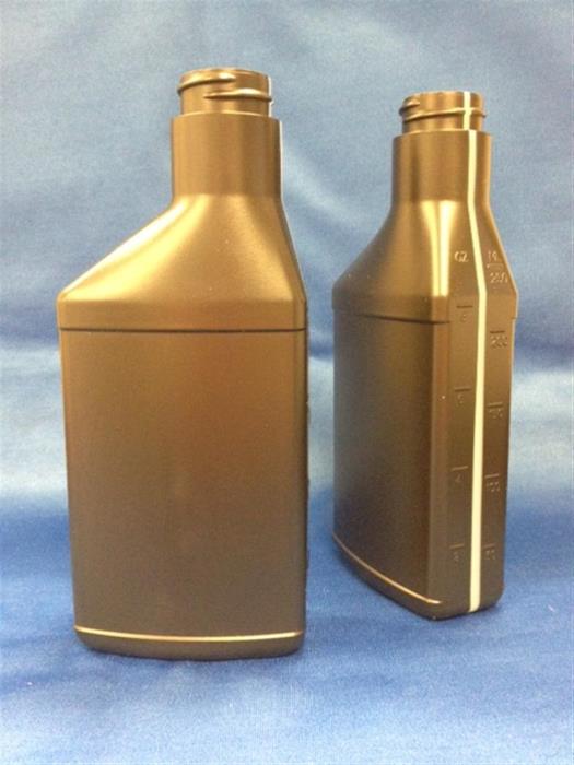 8 oz HDPE Asymmetrical Oblong, 28-400, Offset Neck View Stripe ,
