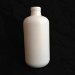 8 oz HDPE 25% PCR Resin Boston Round, Round, 24-410, Flamed