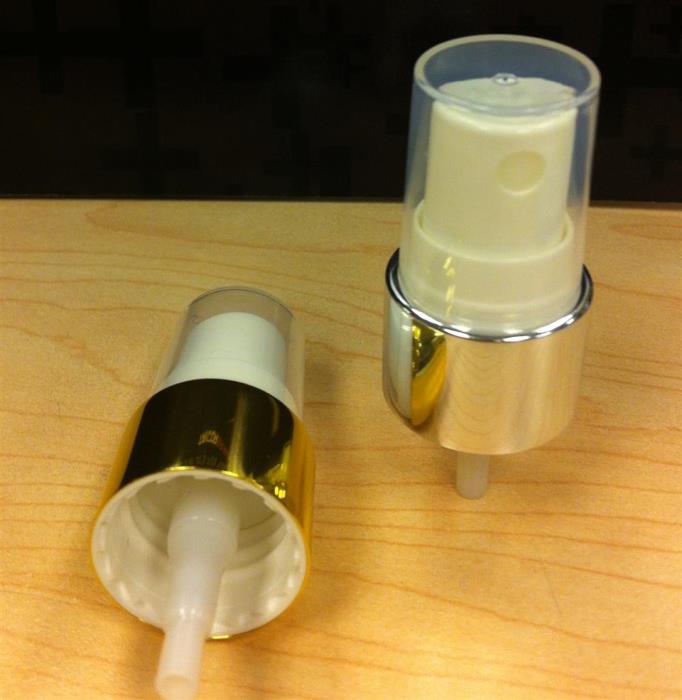 20-410 P/P Fine Mist Sprayer Gold Metal Shell Ribbed 0.12-0.14 ml/T,