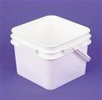2.1 gal HDPE Pail, Square, ,Nestable with Plastic Handle