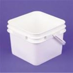 2.1 gal HDPE Pail, Square, ,Nestable with Plastic Handle