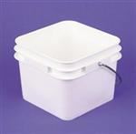 2.1 gal HDPE Pail, Square, 2113,Nestable With METAL HANDLE