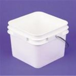 2.1 gal HDPE Pail, Square, 2113,Nestable With METAL HANDLE