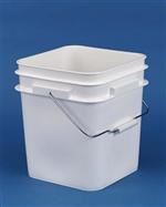 3.3 gal HDPE Pail, Square, 2113,Nestable With METAL HANDLE