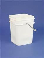 4 gal HDPE Pail, 80 mil Square, With METAL HANDLE