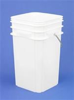 4.25 gal HDPE Pail, 75 mil Square, ,Baby Warning Label With METAL HANDLE