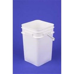4.25 gal P/P Open Head Pail, 65 mil Square, ,Nestable with Plastic Handle