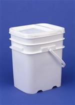 5.3 gal HDPE Ez Stor Pail, Rectangular, ,Nestable with Plastic Handle