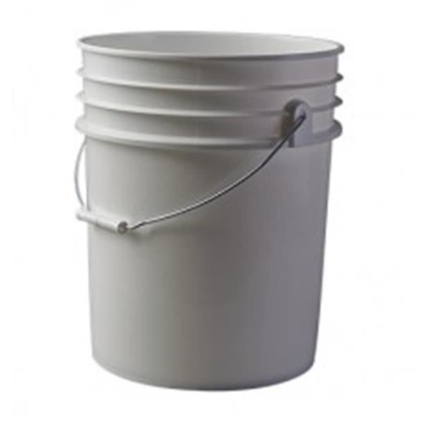 5 gal HDPE Pail, 90 mil Round, ,Baby Warning Label Metal Handle and Plastic Grip