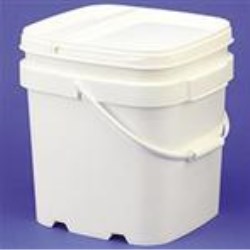 6.5 gal HDPE Ez Stor Pail, Rectangular, 3429,Nestable with Plastic Handle