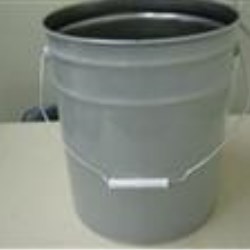 5 gal Metal Open Head Pail, 28 Gauge Round, 242MM finish ,Child Warning Label Metal Handle and Plastic Gr