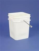 4 gal HDPE Open Head Pail, Square, 2113,Nestable With METAL HANDLE