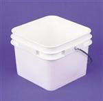 8 ltr HDPE Pail, Square, 2113,New Bldr With METAL HANDLE