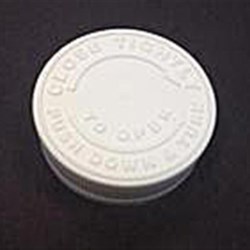 45mm, P/P Push and Turn Closure, CRC, .020 Lined Pulp & LP-M HS Printed in Blue Ink, Saf-Cap III