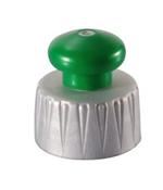 28-410 Blue Base/Wht, P/P Push/Pull Closure, 5mm orifice Ribbed Skirt,