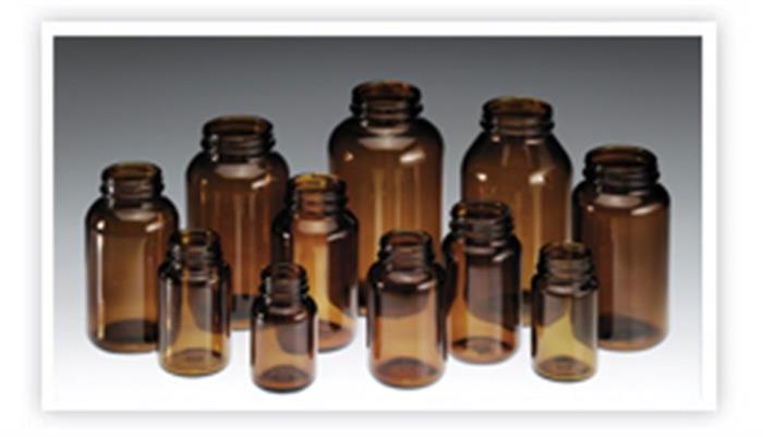 100 cc Glass Packer, Round, Amber, 38-400