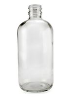 8 oz Glass Boston Round, Round, Flint, 24-400 GPI finish Sloped Shoulder