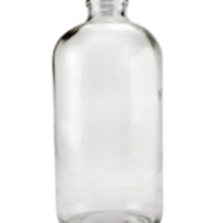 8 oz Glass Boston Round, Round, Flint, 24-400 GPI finish Sloped Shoulder